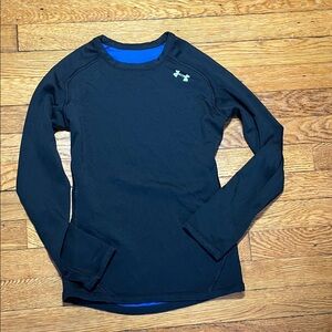 Under Armour Black and Blue Long Sleeve Kids Tee